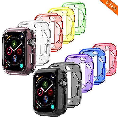 BOTOMALL for Watch Case 38mm 42mm 40mm 44mm, Clear Soft Protector Cover Case for iWatch Series 4 Series 3, Series 2, Sport, Edition (Colorful x8, 38mm)