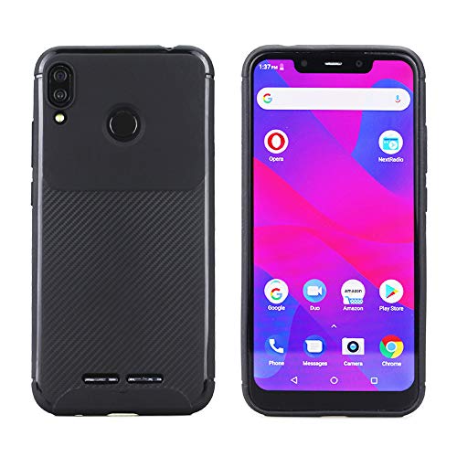 Acvensity TPU Case Compatible BLU VIVO XL4 Case,+ Carbon Fiber Design Lightweight TPU Bumper Shock Absorption Cover for BLU VIVO XL4 Smartphone case(Black) (Black)