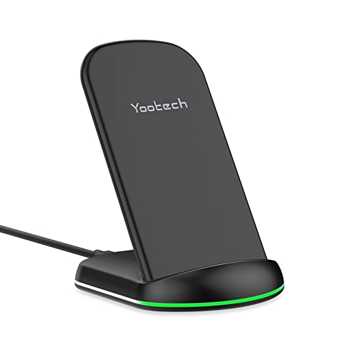 Yootech Wireless Charger Qi-Certified 7.5W Wireless Charging Stand Compatible With Cellular Phones 10W Compatible Galaxy S10/S10 Plus/S10E/S9, 5W All Qi Enabled Phones (No Ac Adapter)- Black