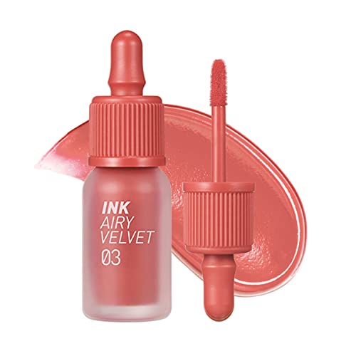Peripera Ink Airy Velvet Lip Tint High-Pigmentation, Lightweight, Soft, Moisturizing, Not Animal Tested Cartoon Coral (#03), 0.14 fl oz
