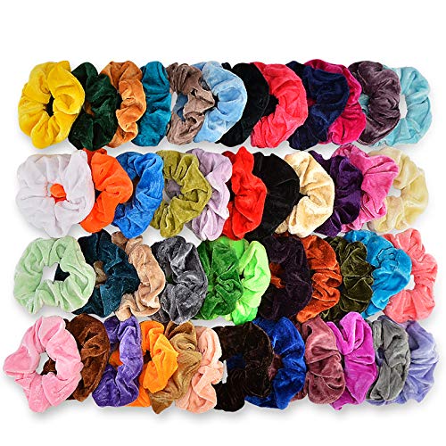 Cehomi 46Pcs Hair Scrunchies Velvet Elastic Hair Bands Scrunchy Bobbles Soft Hair Ties Ropes Ponytail Holder No Hurt, Soft For Women Or Girls Hair Accessories