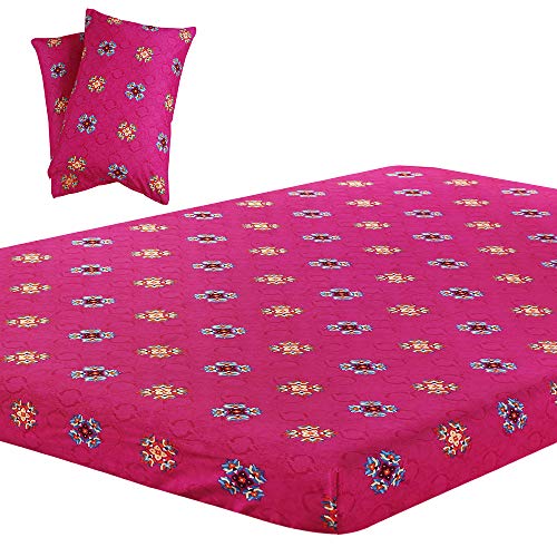Vaulia Lightweight Microfiber Sheets, Printed Pattern Design, Bright Pink Full Size, 3-Piece Set (1 Fitted Sheet, 2 Pillowcases)