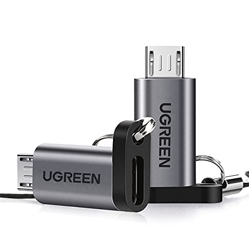 UGREEN USB C to Micro USB Adapter 2 Pack Type C Female to Micro Male Charger Converter Connector Compatible with Galaxy S7 Edge S6 S4, LG Nexus 5 4, Motorola Moto G6 Play Smartphone, Tablet (Grey)