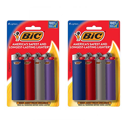 BIC Classic Maxi Pocket Lighter, Safe and Reliable, Assorted Colors, 8-Pack of Lighters (Colors and Packaging May Vary