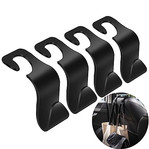 VTECHOLOGY Headrest Hook 4 Pack - Car Seat Backpack Hooks, Holder Organizer for Purses, Bags, Clothes, Water Bottles - Car Accessories