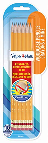Paper Mate EverStrong #2 Pencils, Reinforced, Break-Resistant Lead When Writing, 10 Pack