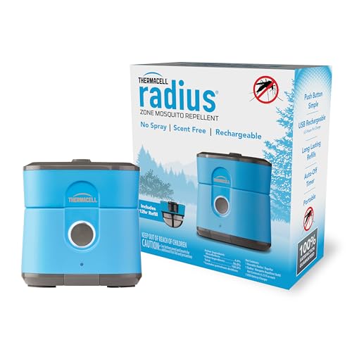 Thermacell Radius Zone Mosquito Repeller from, Gen 2.0, Blue; No Spray Mosquito Repellent; Rechargeable; Protect Outdoor Areas from Insects for 6.5+ Hours Per Charge; Easy to Use, Scent and DEET-Free