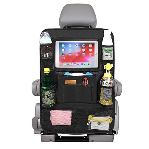 Car Backseat Organizer with Touch Screen Tablet Holder +Storage Pockets Kick Mats Car Seat Back Protectors Great Travel Accessories for Kids and Toddlers(2 Pack)