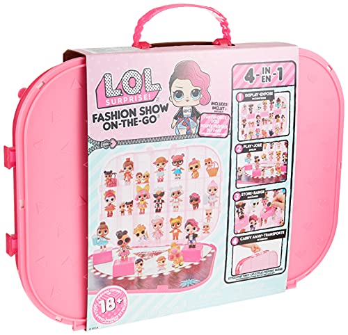 LOL Surprise Fashion Show On-The-Go 4-in-1 Playset and Carrying Case – Display 18+ dolls and Pets Creativity for Kids - Hot Pink Play Set Storage Fashion Studio