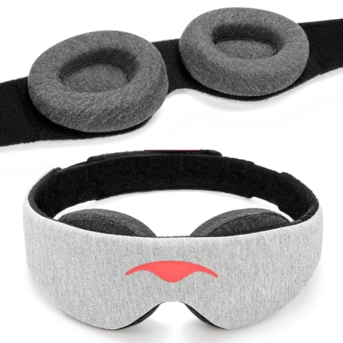 Manta Sleep Mask - 100% Light Blocking, Adjustable Sleeping Mask with Detachable Eye Cups, Ultra Comfortable for Women & Men, Zero Pressure on Lashes, Perfect for Travel/Shift Work