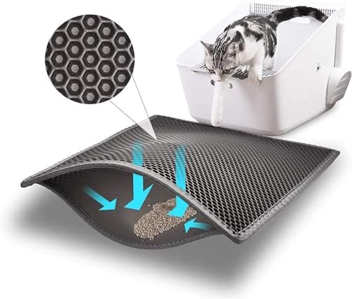 Bull-o Cat Litter Mat Litter Trapper Size 24ââ‚¬ X 15ââ‚¬ Honeycomb Double-Layer Design Waterproof Urine Proof Material 2-Layer Sifting Easy Clean Scatter Control