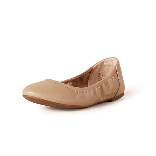 Amazon Essentials Women's Belice Ballet Flat, Beige, 8.5 Wide