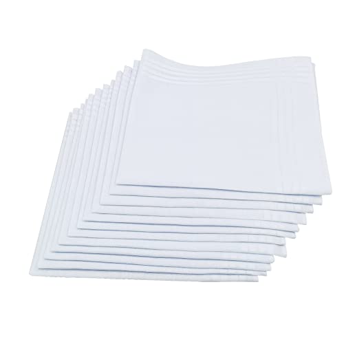 Women's White Handkerchiefs,100% Soft Cotton Pocket Handkerchiefs for Lady Cotton 12 Pack