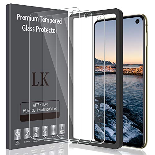 LK Lot de 3 films protecteurs d'écran en verre trempé pour Samsung Galaxy S10e [Nouvelle Verison] [Trou de la caméra] Installation du cadre, HD transparent, sans bulles