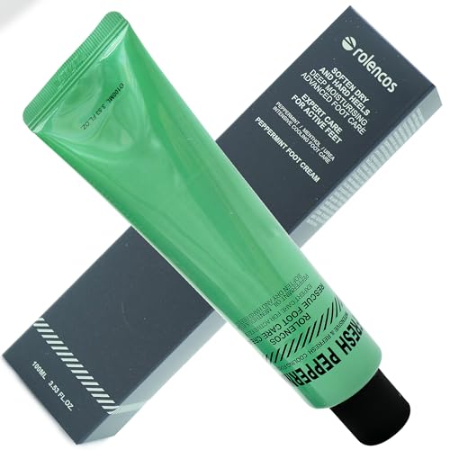 rolencos Peppermint Cooling Moisturizing Foot Cream 3.53oz, Callus Remover, Thick, Cracked, Rough, Dead and Dry, Hard Feet, Heels, Soles, Professional Crack Foot Care Rescue Cream