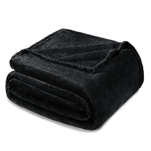 Exclusivo Mezcla Fleece Blanket King Size for Bed, Super Soft and Warm, All Season Use, Cozy, Plush, Lightweight, 90x104 Inches, Black