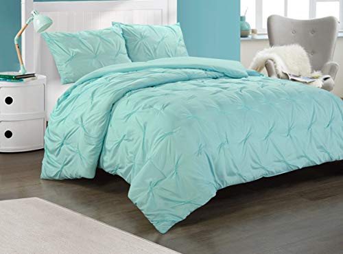 Heritage Club Ultra Soft – Sierra – Hypoallergenic – for Boys and Girls – All Season Breathable 2 Piece Kids and Teen Solid Pintuck Comforter Set – Alternative Microfiber –, Twin XL, Mint