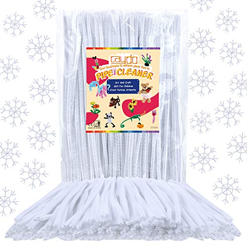 Caydo 350 Pieces Chenille White Pipe Cleaners for DIY, Art Creative Crafts Decorations (6 mm x 12 inch)