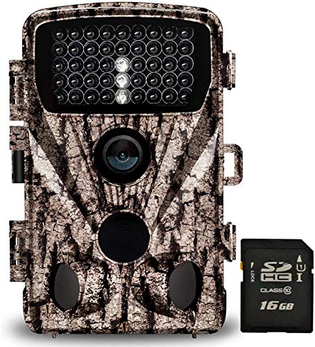 Foxelli Trail Camera - 20MP 1080P HD Wildlife Scouting Jagd Kamera mit bewegungsaktivierter Nachtsicht, 120° Weitwinkelobjektiv, 42 IR LEDs & 6,4 cm LCD-Display, IP66 wasserdichte Spielkamera, SD-Karte inkl.