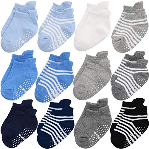 KeaBabies Rutschfeste Baby-Socken für Kleinkinder - Ergonomische rutschfeste Sohlengriffe für Jungen, Mädchen und Kleinkinder, 12-36 monate Weiche & Atmungsaktive Baumwollsocken Set (Blue Craft)