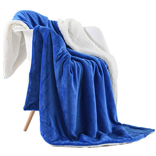 NANPIPER Throw Blanket Reversible Sherpa Flannel Blanket Super Soft Fuzzy Plush Fleece Microfiber for Bed/Couch?60"x80",Princess Blue