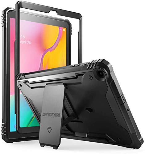 Poetic Galaxy Tab A 10.1 2019 Rugged Case with Kickstand, Full Body Shockproof Cover, Built-in-Screen Protector, Black