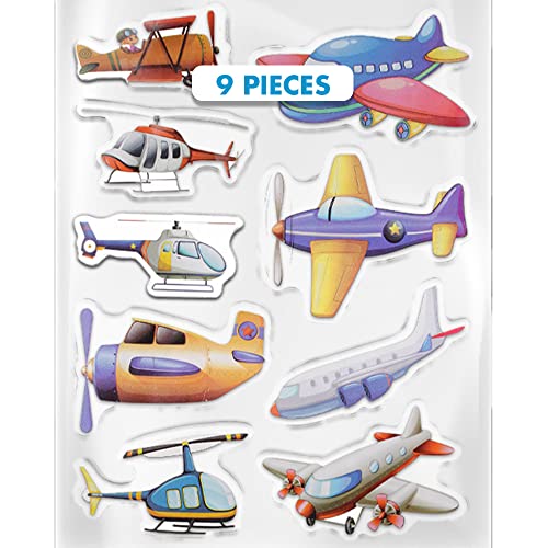 Planes & Helicopters Gel Window Clings for Kids - Window Stickers for Toddlers, Gel Clings Window Decals Kids Jelly Reusable Sticker - Activities for Home, Cars and Airplanes (Jesplay USA)