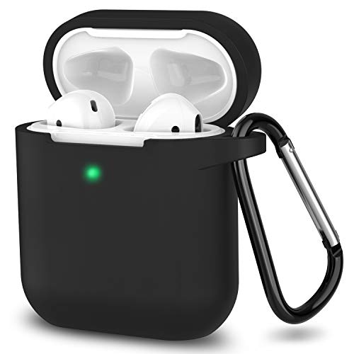SATLITOG Silicone Case Compatible with Apple AirPods 1&2 Wireless and Wired Charging Case(Front LED Visible),Black