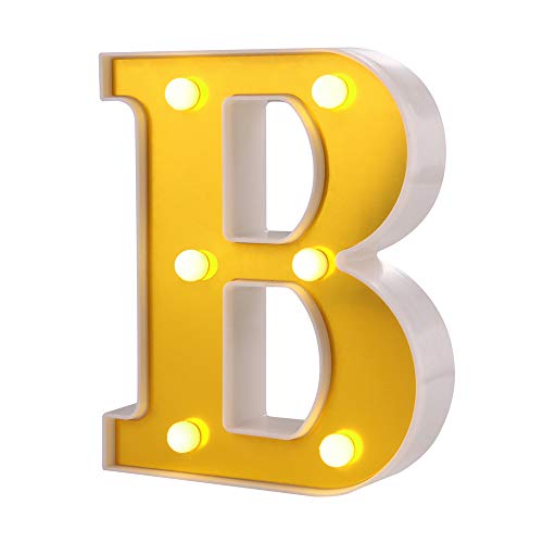 Samapete Lettre de LED Lights 26 Golden Alphabet Marquee Lights Signer pour la fête d'anniversaire de mariage Noël Home Bar Décoration (B)