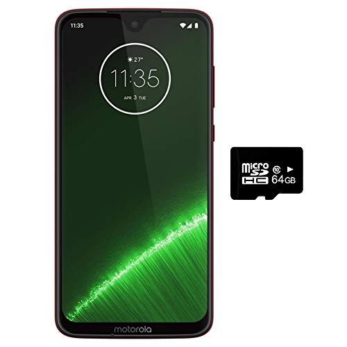 Motorola Moto G7+ Plus (64GB, 4GB RAM) 6.2" FHD+ Display, Dual SIM GSM Factory Unlocked - Canada & Global 4G LTE International Model - XT1965-2 (Red, 64GB+64GB MicroSD)