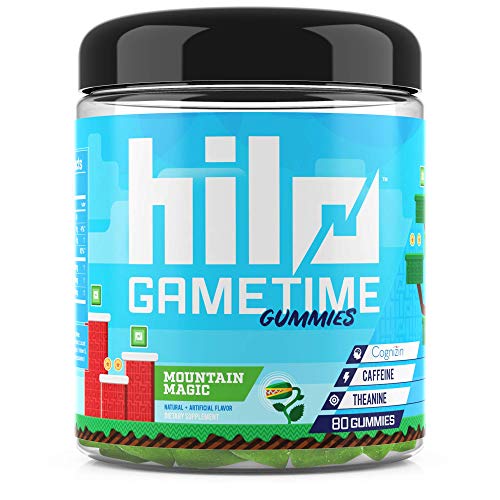 Hilo Gametime Gummies - Nootropic Energy and Focus Enhancer with Cognizin, Caffeine and Theanine - Mountain Magic Flavor, 80 Count