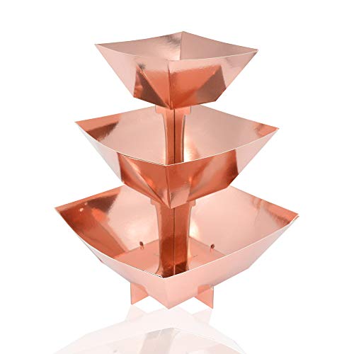 Rose Gold Birthday Party Supplies Decorations Cardboard Rose Gold Dessert Display Dessert Stand Candy Snack Cupcake Stand Cake Stand Bowl Stand Tower Display for Wedding