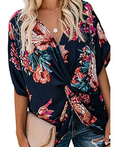 Koscacy Summer Loose Fitting Floral Chiffon Blouse