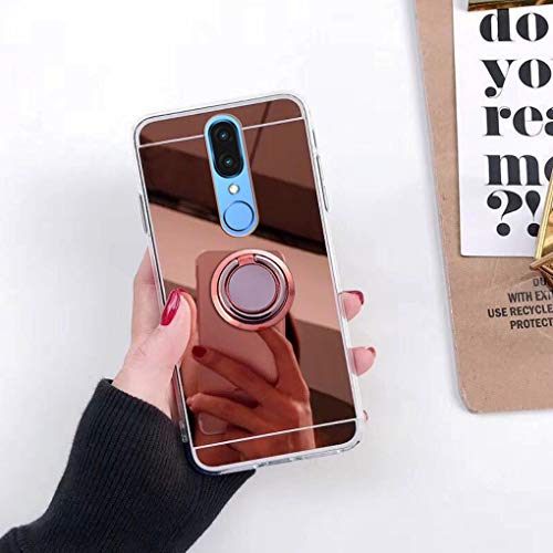 BLU G9 Case, Rotating Ring [Magnetic Car Mount] [360°Kickstand] Holder [2 in 1 Mirror Cover] Protection Cases Cover for BLU G9 (Rose Gold)