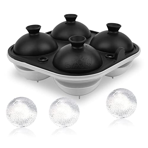Samuelworld Large Sphere Ice Cube Tray - 2.5 inches Ice Mold for Cocktail and Scotch - Round Ice Tray with Lid - Ice Ball Maker to Keep Drinks Chilled - Black