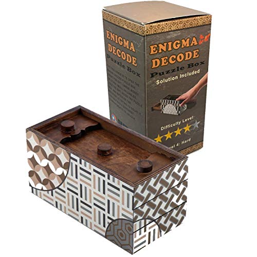 Enigma Decode Secret Puzzle Box - Money and Gift Card Holder in a Wood Magic Trick Lock with Two Hidden Compartments Brainteaser Toy