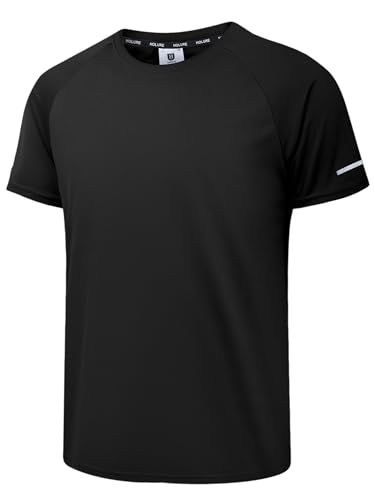 Holure Men's Sportswear Breathable Quick-Drying Short-Sleeved T-Shirt Black-S