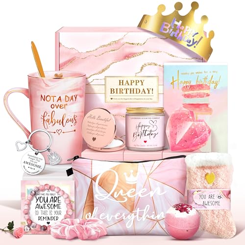 Jumway Not A Day Over Fabulous Mug Gifts Set- Birthday Gifts for Women - Funny Birthday Gift Ideas for Her,Friends, Coworkers, Her, Wife, Mom, Daughter, Sister, Aunt Ceramic Marble Mug 14 Oz