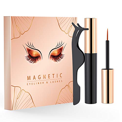 Magnetic Eyeliner and Lashes Kit-5D Mink Natural False Eyelashes -Fake Long Eyelashes No Glue-4 Pairs Pack