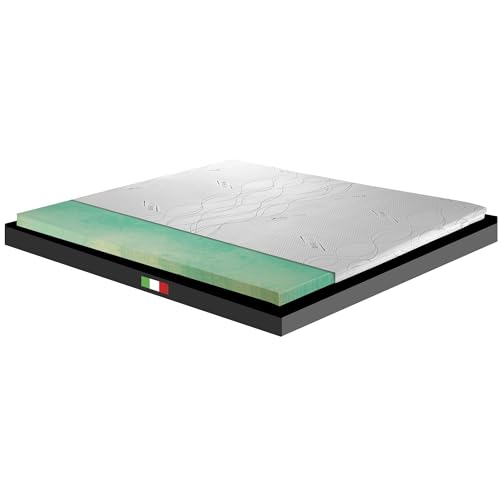 Surmatelas Rigide, Matelas correcteur orthopédique en biogreen, Hauteur 6 cm, en Tissu, déhoussable, 4 côtés en Argent, pour lit Simple, 80 x 190 cm