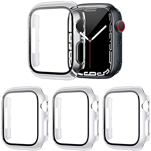 KIMILAR Screen Protector Case Cover Compatible with Fitbit Versa [3-Pack], All-Around Screen Protective Case Bumper Cover Saver Soft TPU Plated Case for Versa Smartwatch (Black+Silver+Clear)