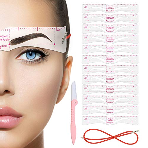 Eyebrow Stencilï¼Å’Eyebrow Shaper Kitï¼Å’12 Styles Extremely Elaborate Reusable Eyebrow Template Stencils for A Range Of Face Shapes, 3 Minutes Makeup Tools For Eyebrows