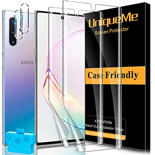 [3 Pack] UniqueMe Compatible with Samsung Galaxy Note 10 Plus/Samsung Galaxy Note 10+ Screen Protector,[Fingerprint Available] TPU Film with Lifetime Replacement Warranty