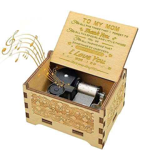 You are My Sunshine Music Box for Mom Gifts from Daughter, Unique Gifts for Mom Vintage Engraving Wooden Music Box (for Mom)