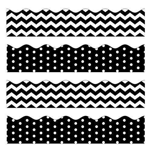 Black Bulletin Borders Stickers, 80 ft Back-to-School Decoration Borders for Bulletin Board/Black Board/Chalkboard/Whiteboard Trim, Teacher/Student Use for Classroom/School Decoration, 2 Set