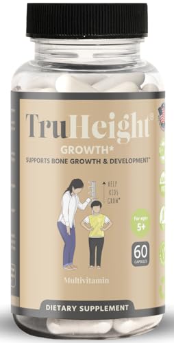 TruHeight Growth Capsules - Natural Growth & Development Supplement for Kids & Teens - Endorsed by Pediatricians - Vitamin D, K, Calcium & Ashwaganda - Bone Strength Capsules - Kids Vitamins - Ages 5+