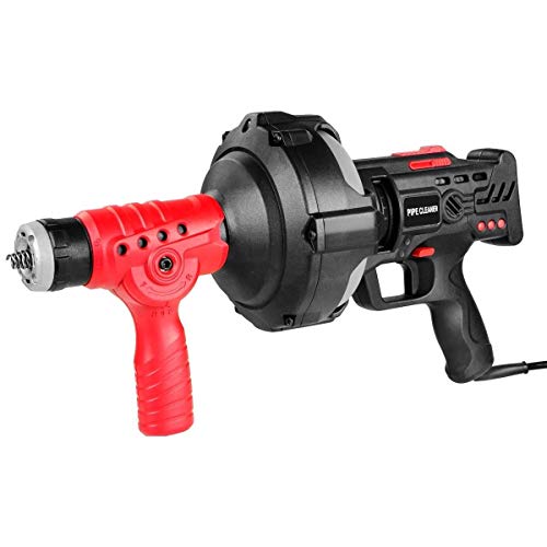 Auto-Feed Handheld Drain Auger 25’ Feet/7m Electric Max 300W Cord w/Replaceable Cable Flexible Snake Clog Cleaner Plumbing for 3/4" to 2" Inch/19-50mm Pipe Kitchen Sink Toilet Tub & Shower w/LED Light