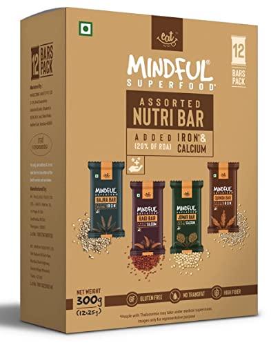 Eat Anytime | Healthy Millet Chocolate Bar | Gluten Free, High Fiber, No Added Sugar | Ragi, Quinoa, Jowar & Bajra | 300gm (12pcs of 25gm)