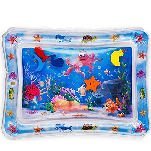 Inflatable Tummy Time Water Play Mat - BPA Free NO-LEAK Baby Tummy Time Mat with Octopus, Floating Shapes - Stunning Ocean View Water Mat For Infants, Toddlers - Sensory Play Baby Toys 6 to 12 Months