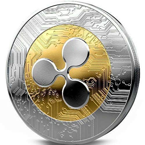 TS Trade 1Pcs Ripple Coin XRP CRYPTO Commemorative Collectors Coin, Alloy Gold and Silver Dual Color Anniversary Coin with Protective Case